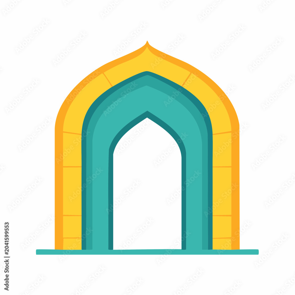 Fototapeta premium Islamic Archway with Teal and Yellow Colors