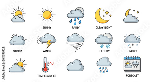 Fotografía Weather forecast icons on calendar.