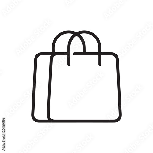 Fotografie Double Shopping Bag Icon, Minimalist Line Art Representing Multiple Bags Set for