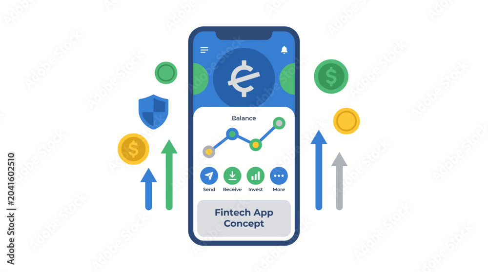 Fototapeta premium Mobile Phone Finance Application Interface.