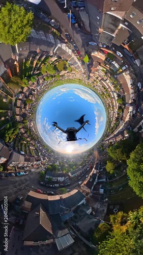 Aerial Footage of Luton City Before Sunset Time After Clear Sunny Day. Urban Drone Flight Above Urban City Streets of British City and Town of England. Drone Mounted Ultra Wide Angle Camera Footage