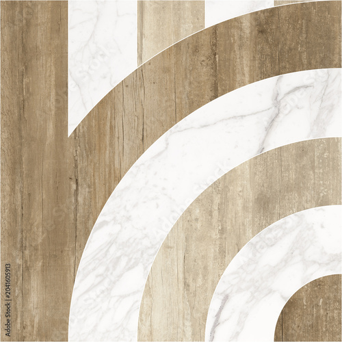 Modern seamless geometric pattern with natural textures: marble, wood, stone, cement, terrazzo. Ideal for interior design, wallpaper, packaging, textiles, tiles, and parquet flooring.