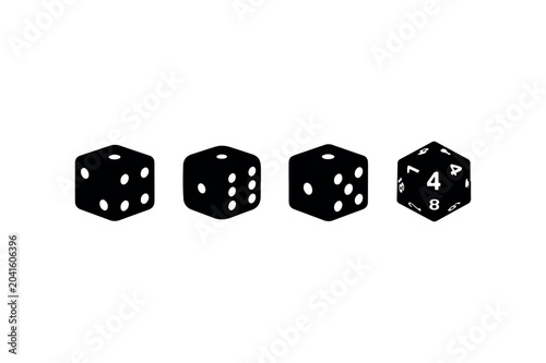 Dice Silhouette Collection Minimal Black Gaming Symbols