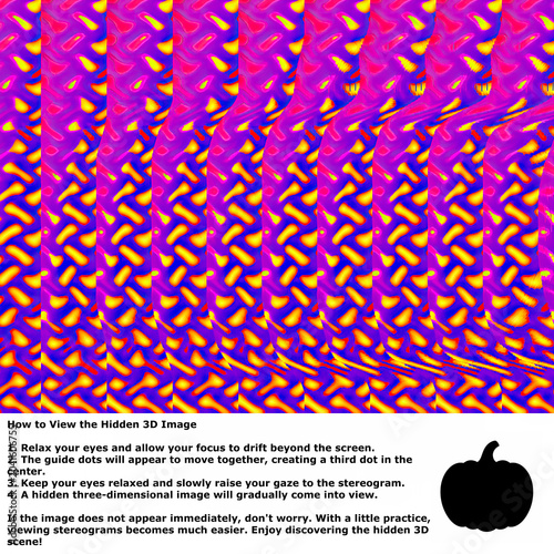 Canvas Print Hidden 3D Pumpkin Image with Hint and Viewing Instructions