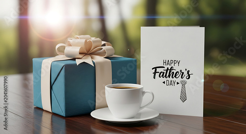 fathers day, happy fathers day, greeting banner, card template, web header, presentation slide, gift box, surprise present, star pattern, navy blue wrapper, silver ribbon, twine string, blank tag, mar
