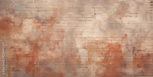 Faded brick wall surface with plaster residue for historical or rustic design themes