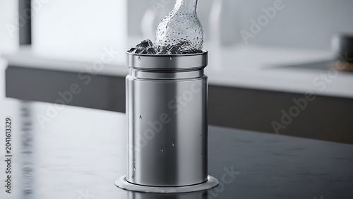 Modern Stainless Steel Wine Bottle Chiller with Ice and Condensation