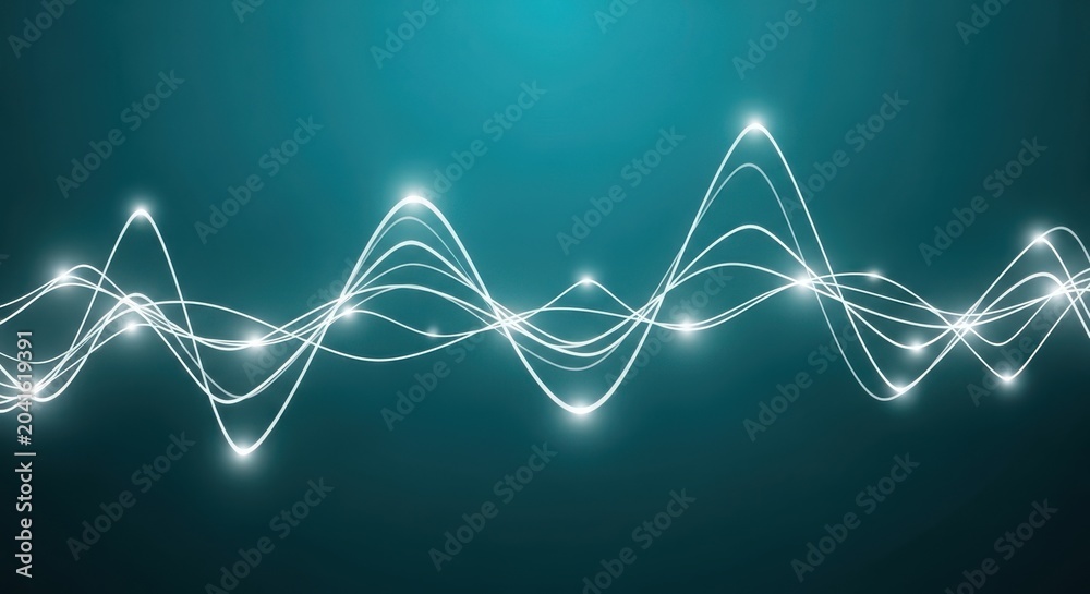 Fototapeta premium Abstract digital sound wave or equalizer background with glowing light lines