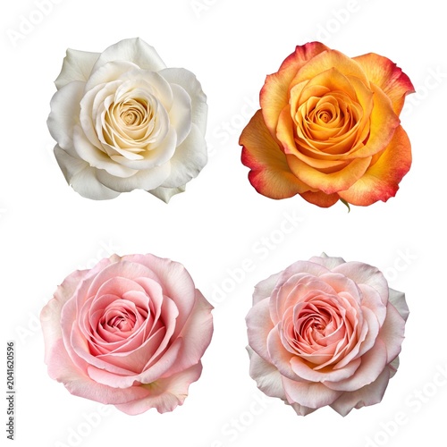 set of rose flowers isolated
