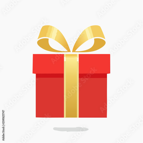 Red Gift Box with Gold Ribbon and Bow