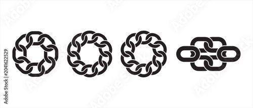 Schilderij op canvas Set of black metal chain icons