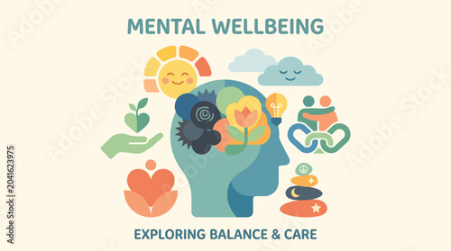 Mental wellbeing balance care concept.