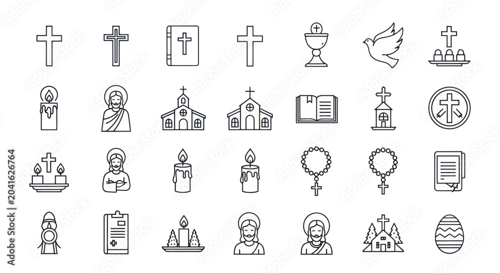Fototapeta premium Collection of Christian Religious Symbols and Icons.