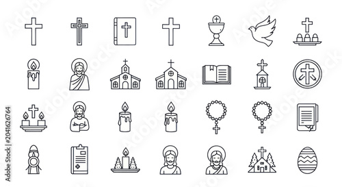 Foto Collection of Christian Religious Symbols and Icons.