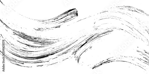 Black grunge wave brush strokes on white background vector illustration for creative design projects and artistic textures