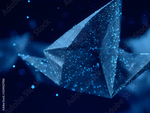 Futuristic Digital Geometric Shape with Light Effects