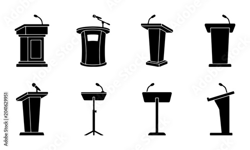 Canvastavla Diverse Podium Collection, Speaker Stands with Microphones, Public Speaking and