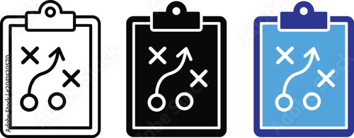 Cuadro en lienzo Corporate team management and game plan strategy board vector icons set for illustration projects
