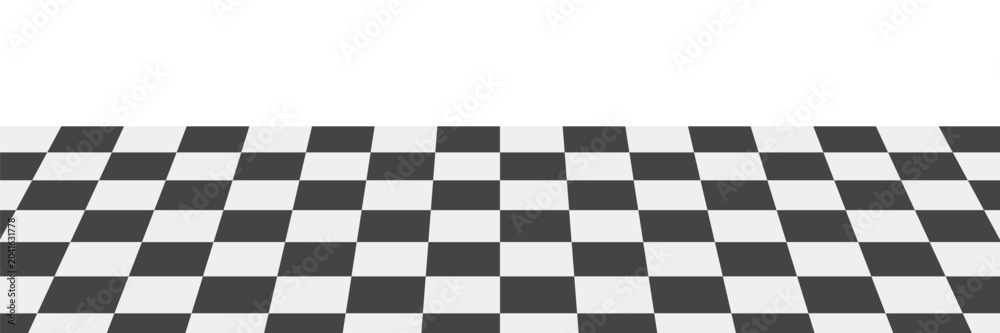Obraz premium Abstract chess floor background with checkerboard pattern, perspective view, geometric board design, and classic black and white check layout. Vector