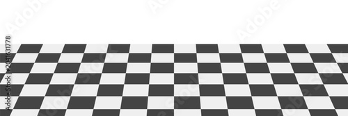 Abstract chess floor background with checkerboard pattern, perspective view, geometric board design, and classic black and white check layout. Vector
