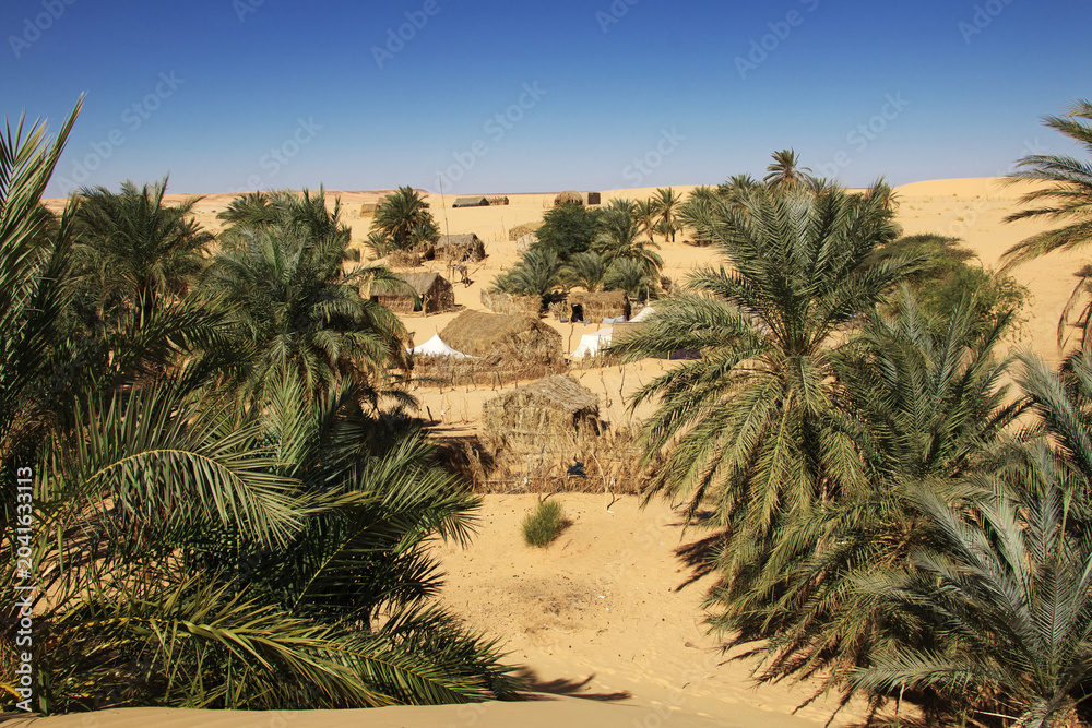 Fototapeta premium Small village of Tawareg in Sahara desert, Mauritania, West Africa
