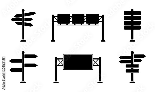 Foto Directional Signage Icons, Road Signs Collection, Navigation Symbols, Wayfinding