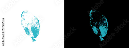Foto Cyan Neon Aqua Glowing Blob on White and Black Background