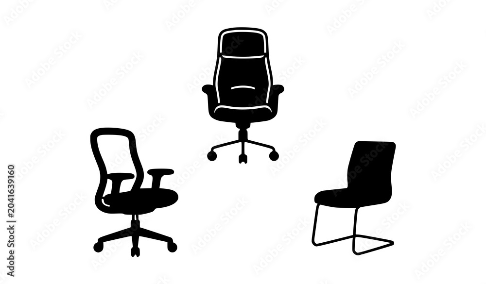Obraz premium Premium Office Chair Vector Icons Set for Business Workspace and Interior Design
