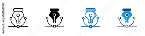 Canvastavla Pen Tool Multiple Style Icon Design Vector - Pen nib with anchor points represen