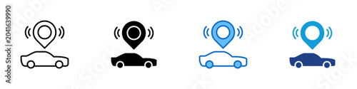 Foto Vehicle Tracking Multiple Style Icon Design Vector - Car with location pin repre