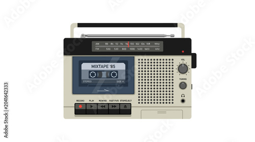 Retro Cassette Player Boombox Radio, Mixtape 95, Vintage Audio Music Device