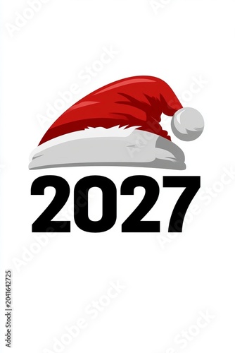 Modern and Minimalist Christmas Celebration Stock Image Featuring a Santa Hat Topper Design Concept
