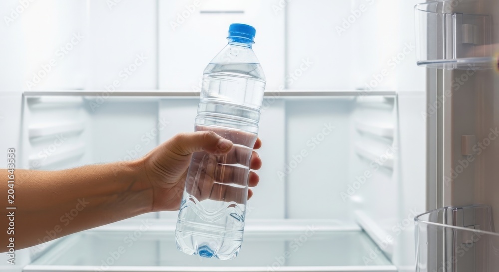 Fototapeta premium Take water out of the refrigerator