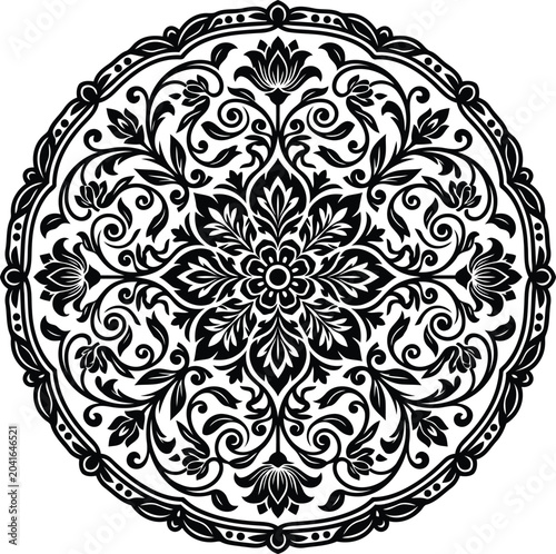 Foto Black and white floral mandala design