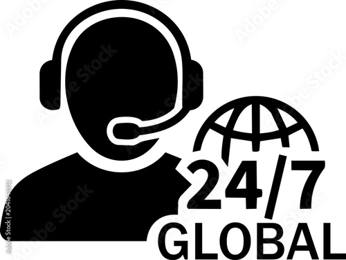 Canvas Print 24/7 Hours Customer Service Support Vector Icon