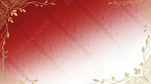 Elegant Indonesian Independence Background with Red White Gradient, Subtle Parang Batik Texture, and Gold Leaf Accents for National Day Celebration