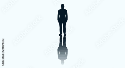 Photos Silhouette of businessman standing with reflection on white background