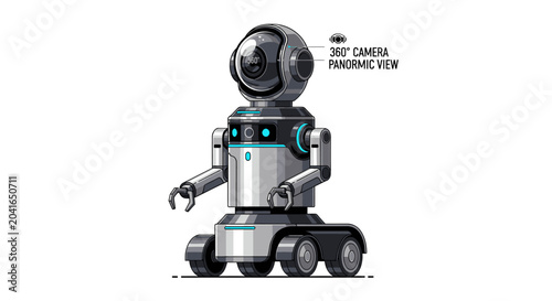 Canvastavla Robot with 360 camera and panoramic view, futuristic security drone