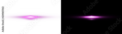 Billede på lærred Glowing pink neon horizontal lines and laser beams with moving particles create a dynamic speed effect
