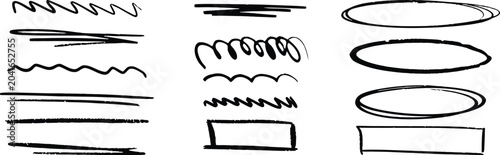 Bild auf Leinwand Hand drawn underline, scribble and highlight marker collection with sketch style accents
