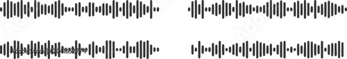 Foto Audio waveform collection with digital sound signal patterns and frequency visualization