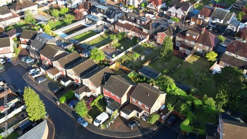 Aerial Footage of Luton City Before Sunset Time After Clear Sunny Day. Urban Drone Flight Above Urban City Streets of British City and Town of England. Drone Mounted Ultra Wide Angle Camera Footage