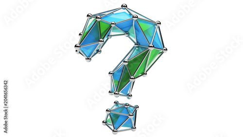 Canvastavla Geometric question mark made of blue and green facets and silver connectors