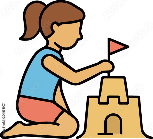 모래성 만드는 아이