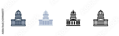 US Capitol Building Dome Icon Colored Flat Glyph Line
