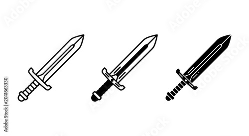 Medieval Sword Icons, Fantasy Weapon Vector Graphics, Knight Blade Illustrations, Historical Combat Symbols