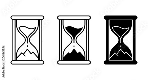 Hourglass Icons Set, Sand Timer Vector Graphics, Time Management Symbols, Countdown Clocks
