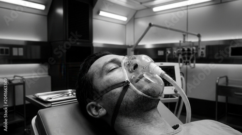 Patient Receiving Oxygen In A Futuristic Medical Setting
