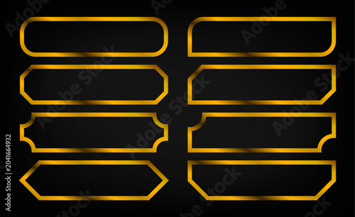 simple golden frame for text border, Luxury blank border frame design. Creative mock up, template, banner, for text, design and decoration. Cut-out, PNG