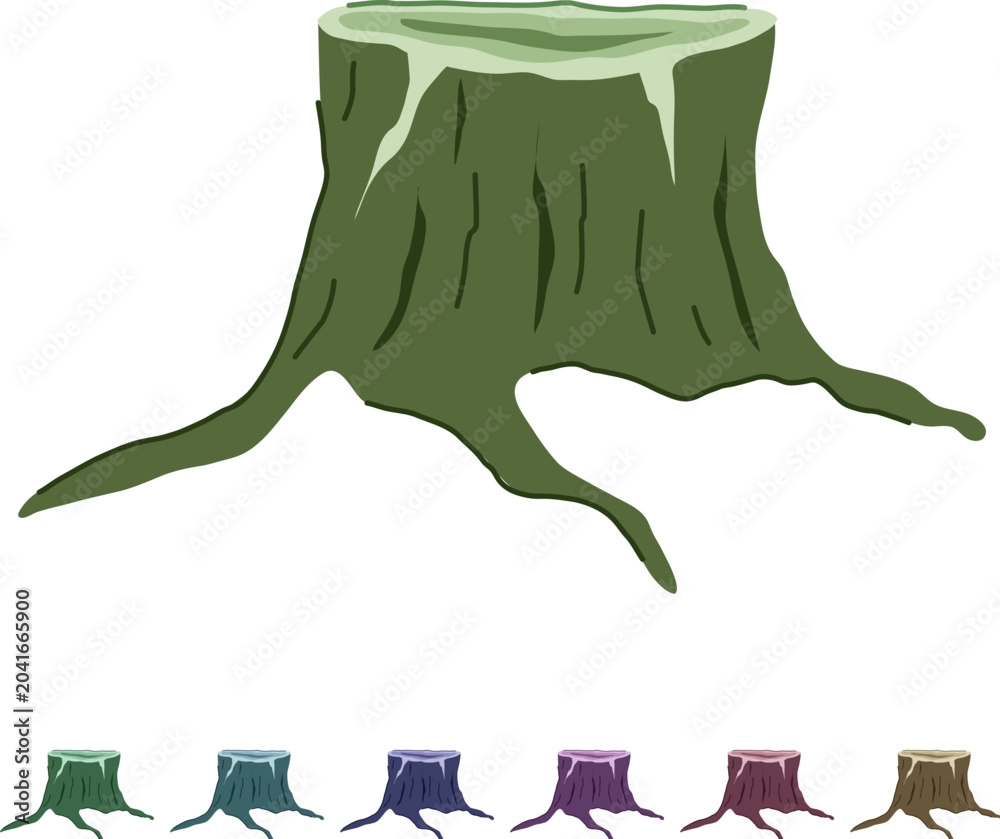 Obraz premium life stump cartoon. log forest, circle ring, organic old life stump sign vector